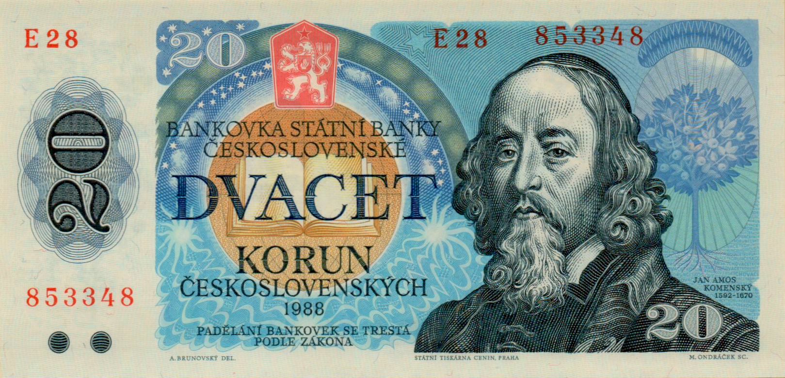 Czechoslovakia 20 1988 UNC P-95